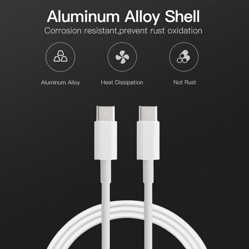 1m USB-C to USB-C Fast Charging Durable White Cable My Outlet Store