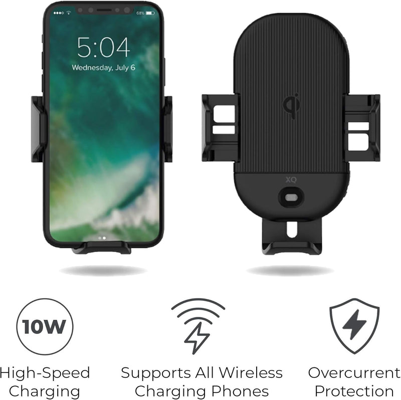 XQISIT Premium Wireless Car Charger 2in1 Qi Holder with Infrared Sensor - Black My Outlet Store