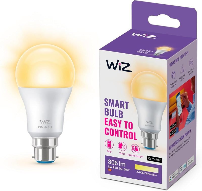 WiZ Smart Bulb, White B22 60W, Dimmable Dynamic Scenes, Smart LED My Outlet Store