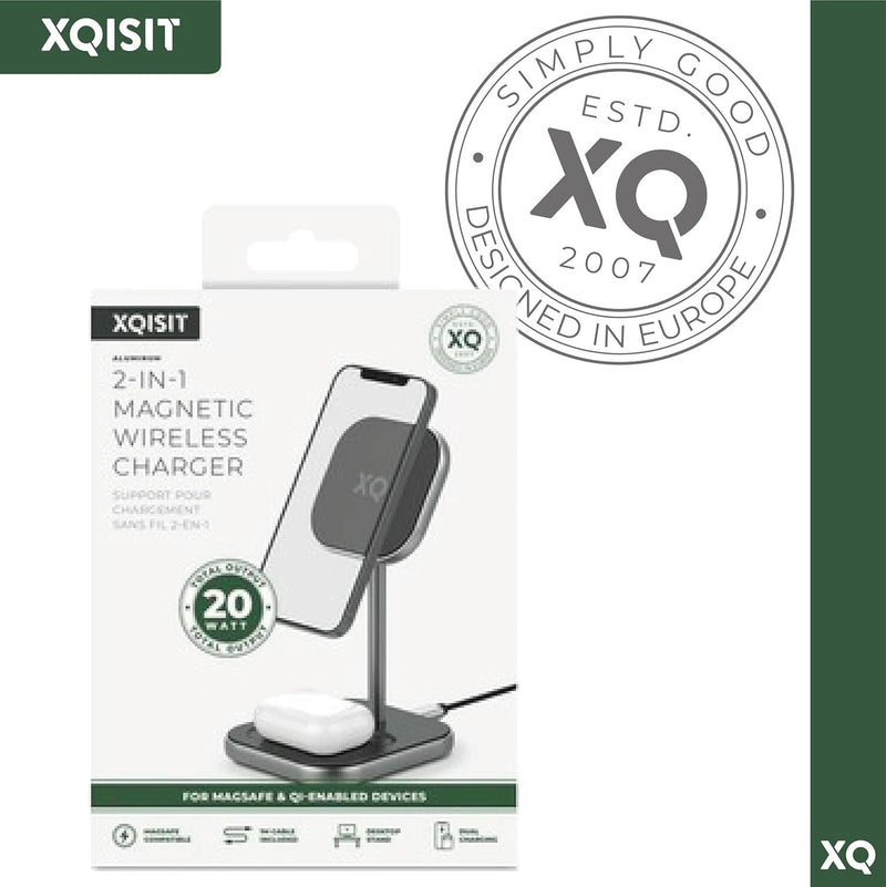 XQISIT Charging Station 2-in-1 Magnetic Charging Station 20W Wireless Charging My Outlet Store