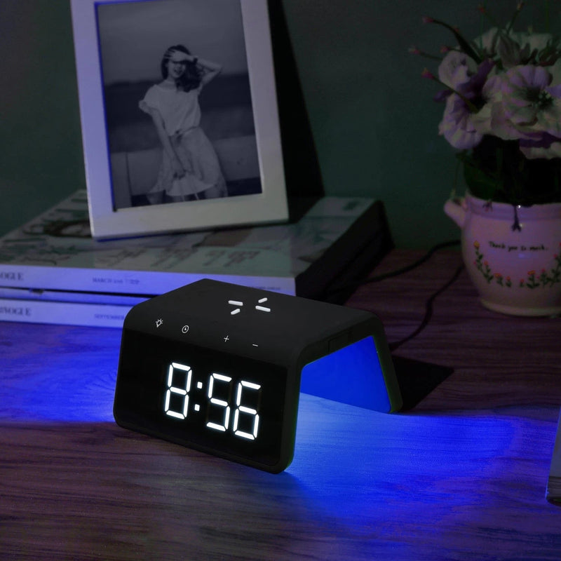 AVO+ Alarm Clock + QI Wireless Charger With Night Light Function Two Alarm Times My Outlet Store