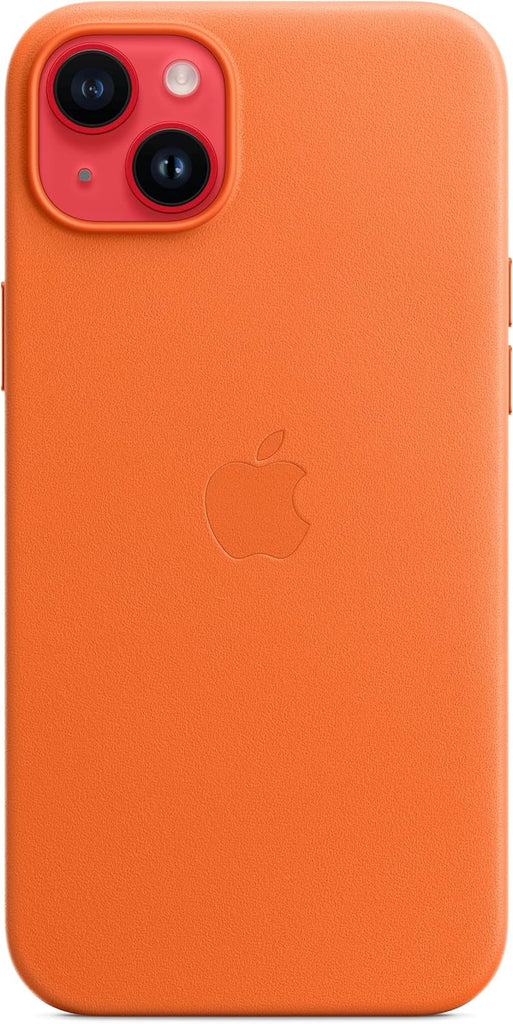 Apple iPhone 14 Plus Leather Case with MagSafe - Orange/Midnight My Outlet Store