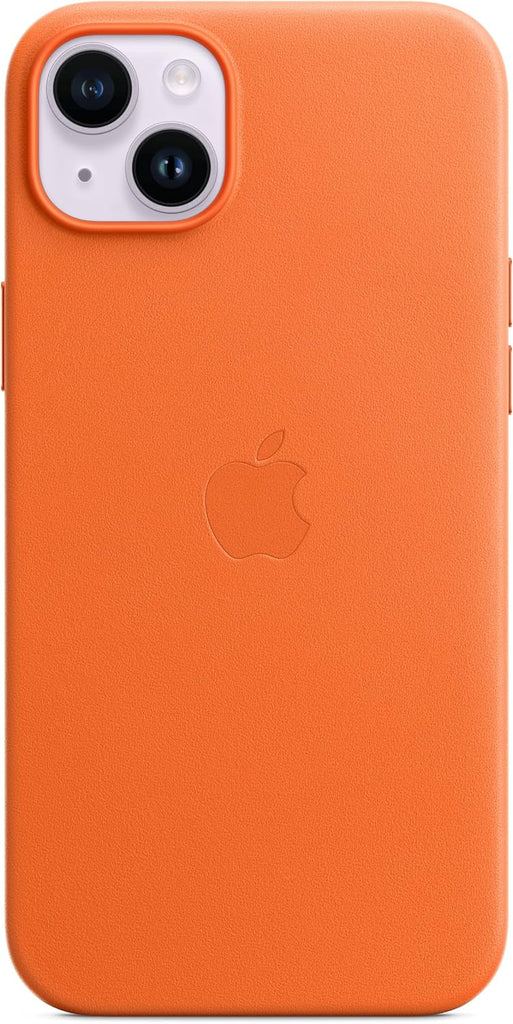 Apple iPhone 14 Plus Leather Case with MagSafe - Orange/Midnight My Outlet Store