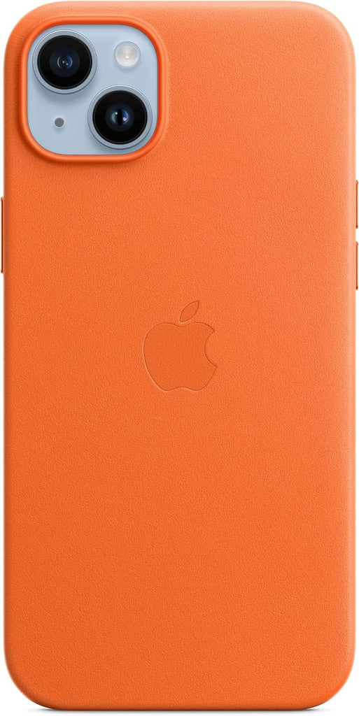 Apple iPhone 14 Plus Leather Case with MagSafe - Orange/Midnight My Outlet Store