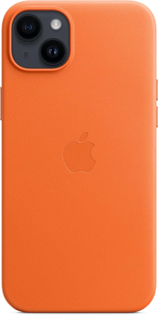 Apple iPhone 14 Plus Leather Case with MagSafe - Orange/Midnight My Outlet Store