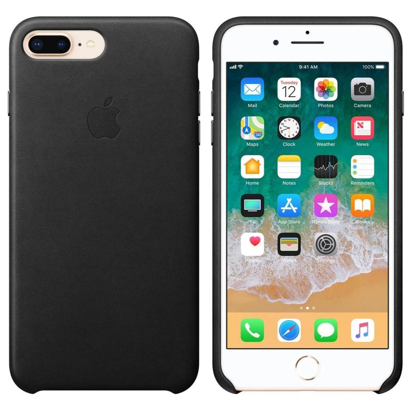 Apple iPhone 7 Plus & 8 Plus Back Leather Case - Black My Outlet Store