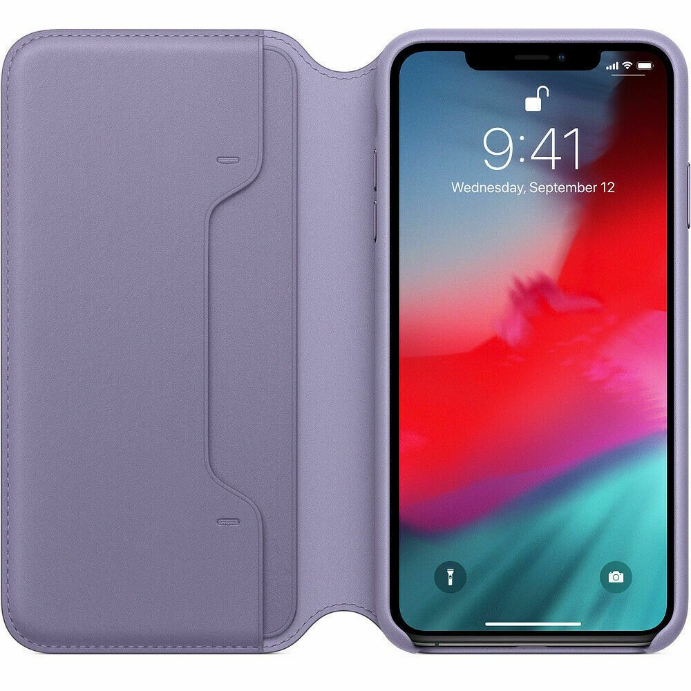 Apple iPhone X / Xs Max Leather Folio Phone Case Cover Black/Blue/Red -  iPhone Xs Max - Lilac