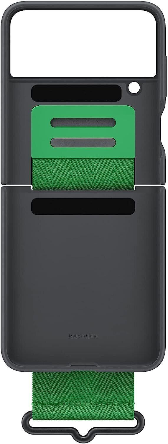 Samsung Silicone Cover with Strap for Galaxy Z Flip4 - Black/Green My Outlet Store