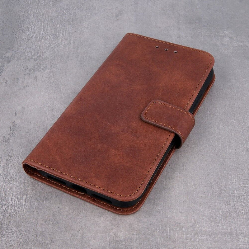 Smart Velvet Magnetic Card Slot Folio Wallet Case for iPhone 14 Pro Brown My Outlet Store