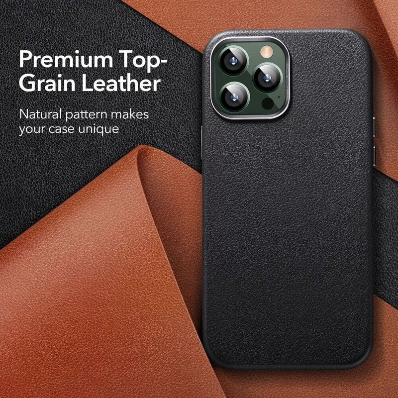 ESR iPhone 13 Pro Metro Real Genuine Leather Case Cover with MagSafe Black My Outlet Store
