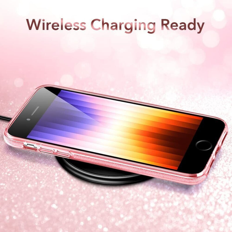 ESR iPhone SE 2022/2020/8/7 Makeup Glittery Sparkle Slim Back Case Rose Gold My Outlet Store