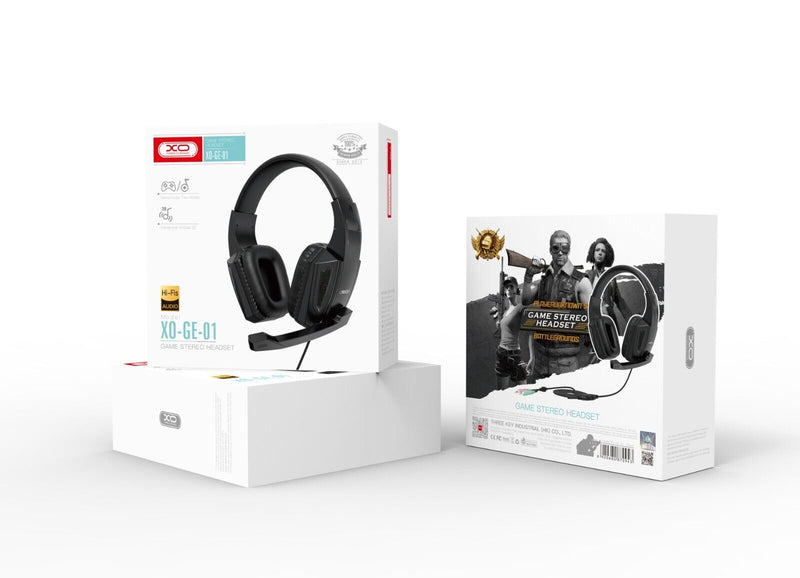 XO GE-01 Immersive Virtual 3D Wired Headphones With AUX Jack - Black My Outlet Store