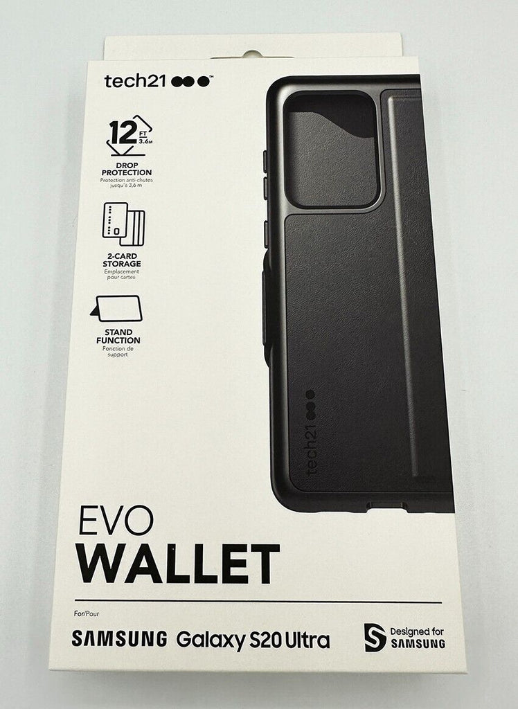 Tech21 Evo Wallet for Galaxy S20 Ultra - Black Phone Case with Drop Protection My Outlet Store