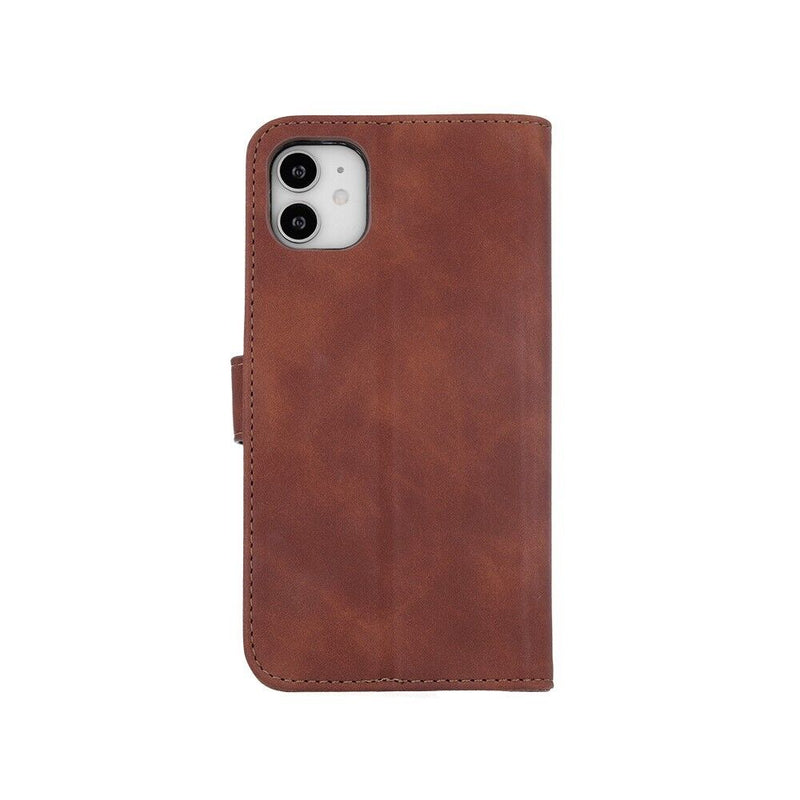 Smart Velvet Magnetic Card Slot Folio Wallet Case for Apple iPhone 14 Plus Brown My Outlet Store