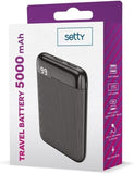 Setty Travel Battery Powerbank 5000mAh 2xUSB Port - Black My Outlet Store