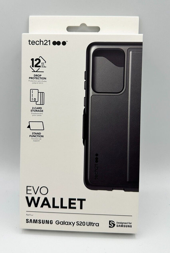 Tech21 Evo Wallet for Galaxy S20 Ultra - Black Phone Case with Drop Protection My Outlet Store