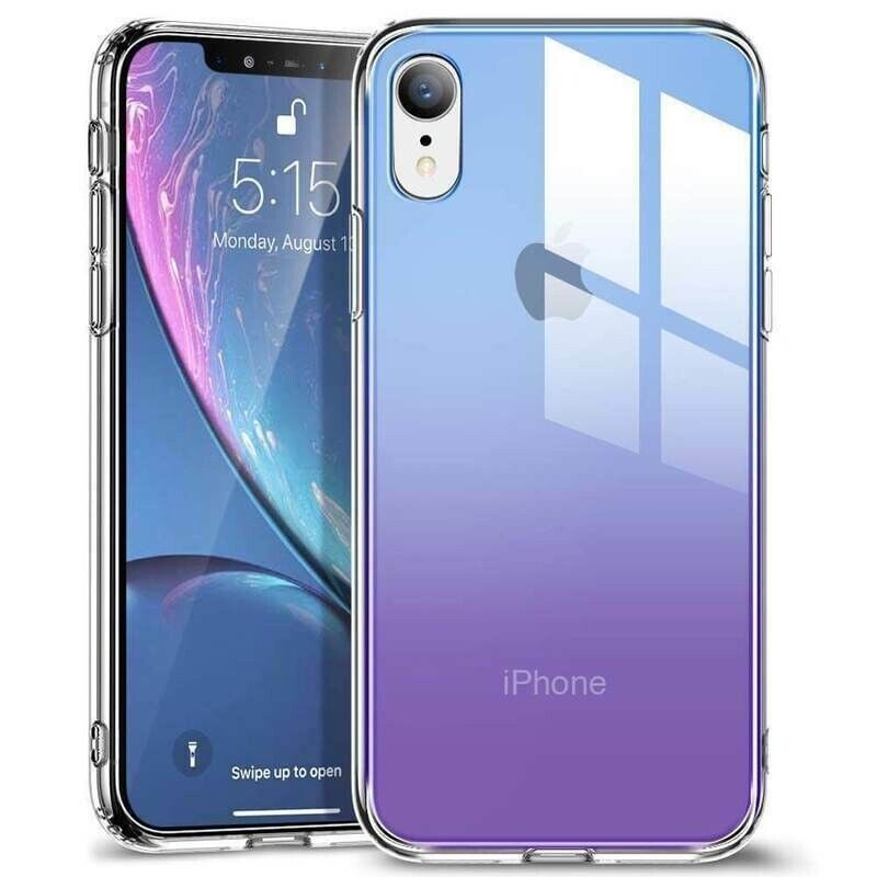 ESR iPhone XR Mimic Stylish Tempered Glass Case Purple/Blue 9H Back Cover Case My Outlet Store