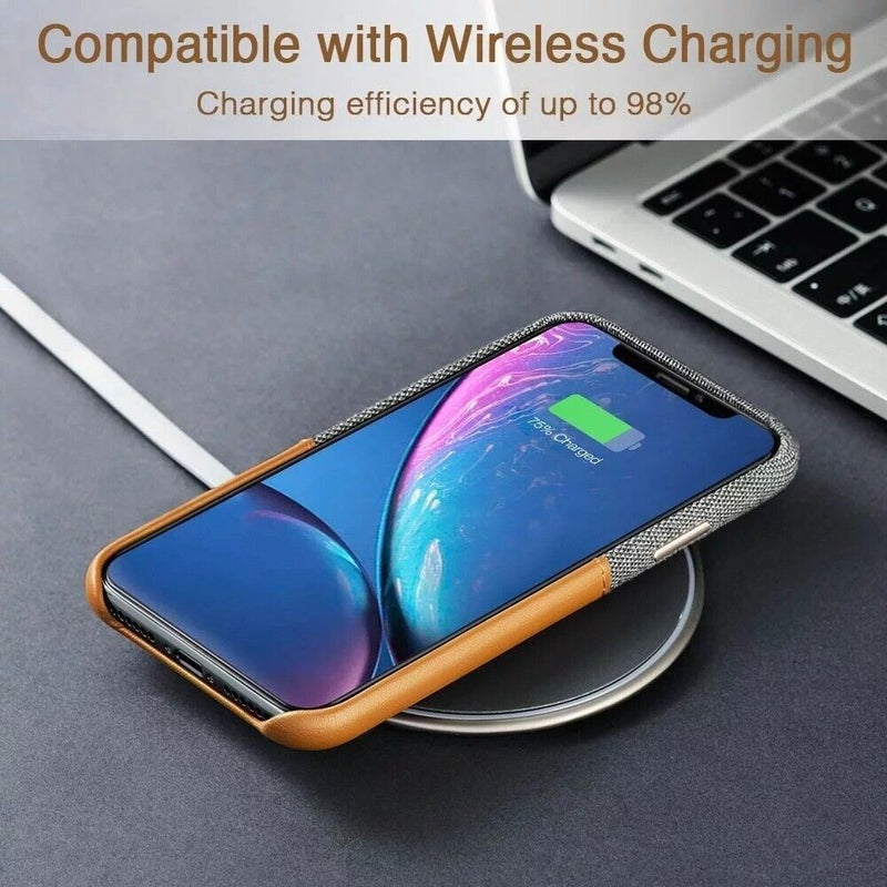 ESR iPhone XR Premium Card Slot Fabric PU Leather Slim Case Cover Grey/Brown My Outlet Store