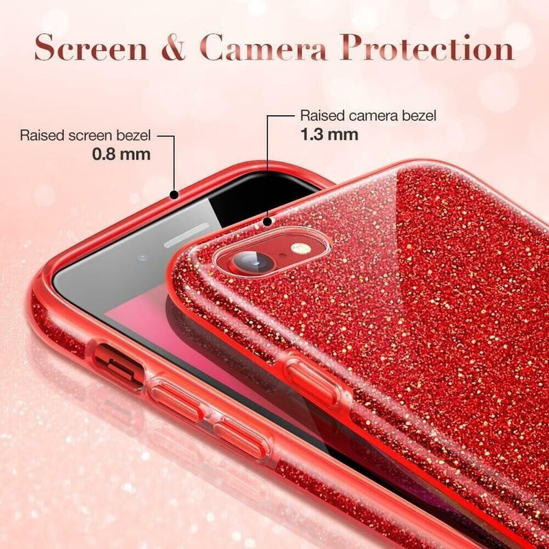 ESR iPhone SE 2022/2020/8/7 Makeup Glittery Sparkle Slim Back Case Cover Red My Outlet Store