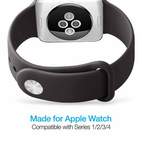 AA Apple Watch Soft Touch Silicone Band 42 44 45 S M mm Black My