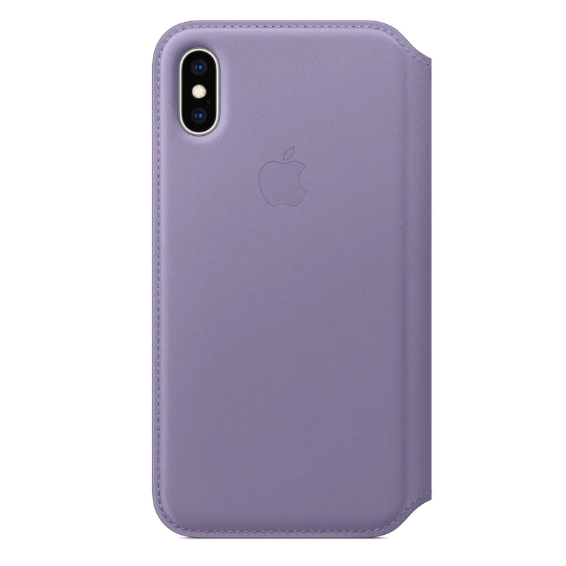 Apple iPhone Xs Leather Folio Case Cover - Lilac Purple My Outlet Store