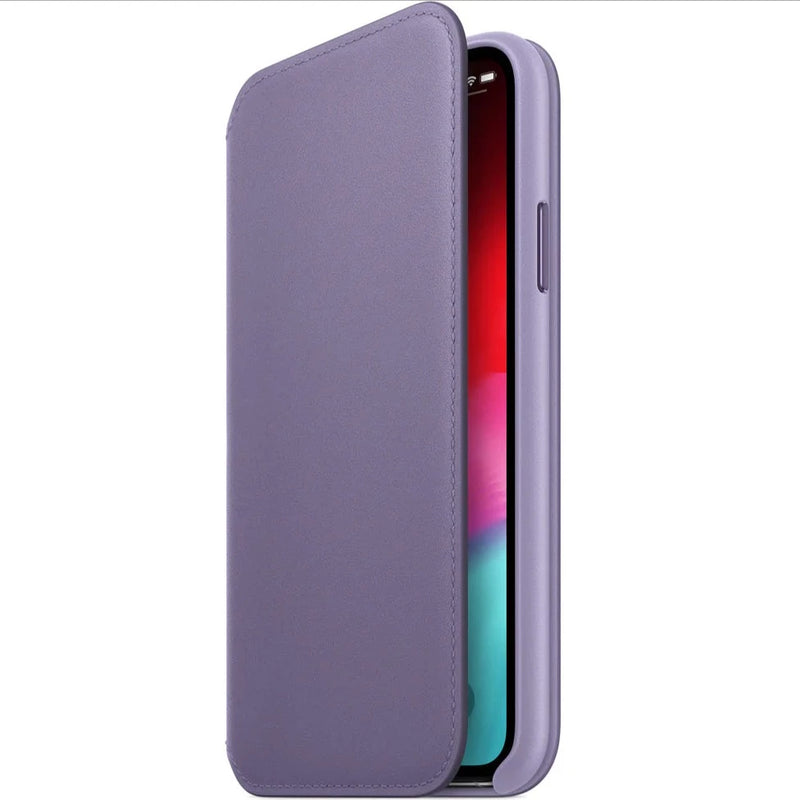 Apple iPhone Xs Leather Folio Case Cover - Lilac Purple My Outlet Store