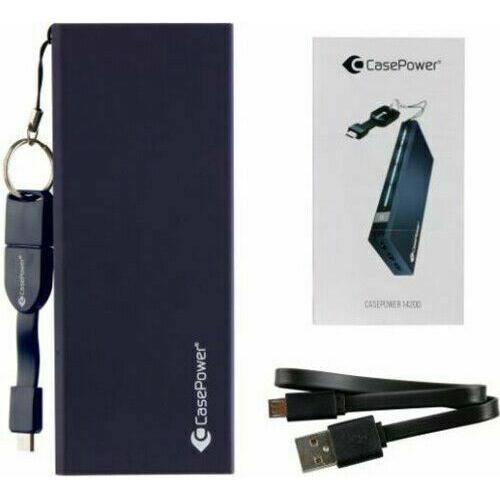 CasePower 14200 mAh Quick Charge Powerbank with ClickToGo Micro USB Cable - Blue My Outlet Store
