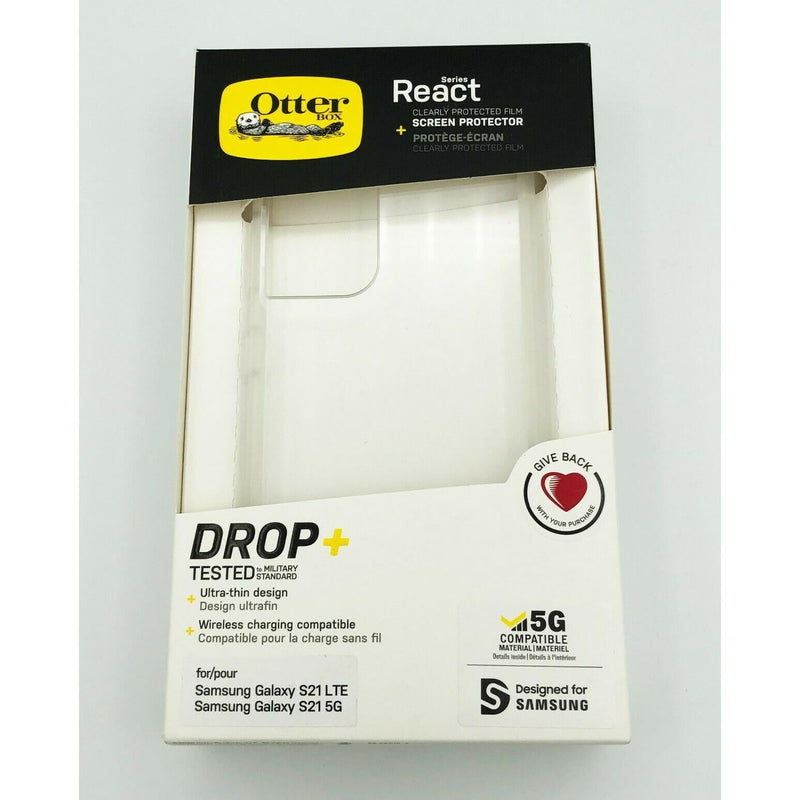 OtterBox Galaxy S21 5G/LTE React Case Cover+Screen Protector Clear My Outlet Store