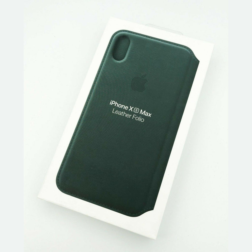 Official Apple Leather Folio iPhone XS Max Case Cover Peony Pink / Forest Green My Outlet Store