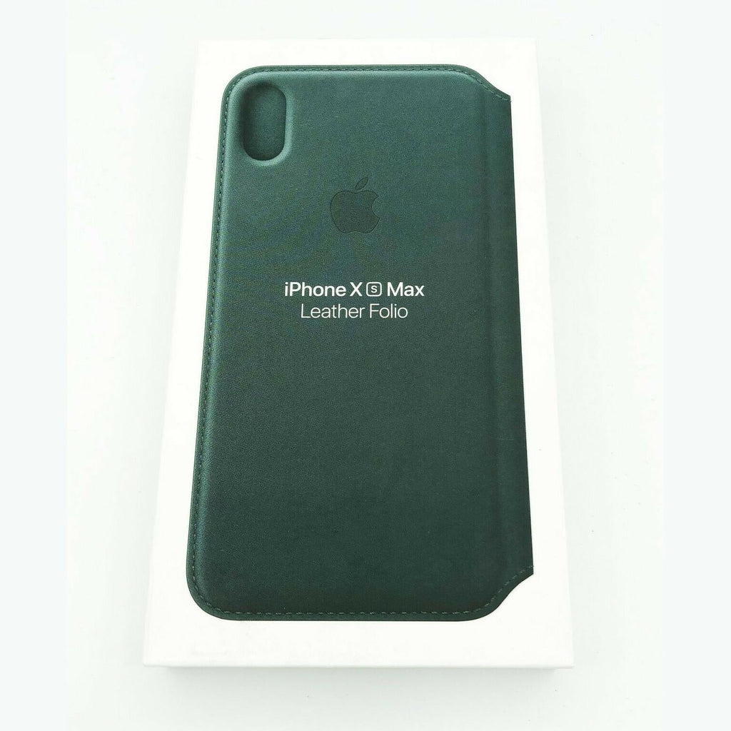 Official Apple Leather Folio iPhone XS Max Case Cover Peony Pink / Forest Green My Outlet Store
