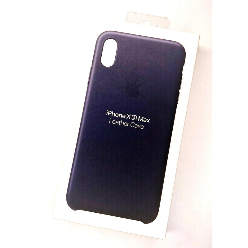 Official Genuine Apple iPhone XS Max Leather Rear Case Cover Midnight Blue/Taupe My Outlet Store
