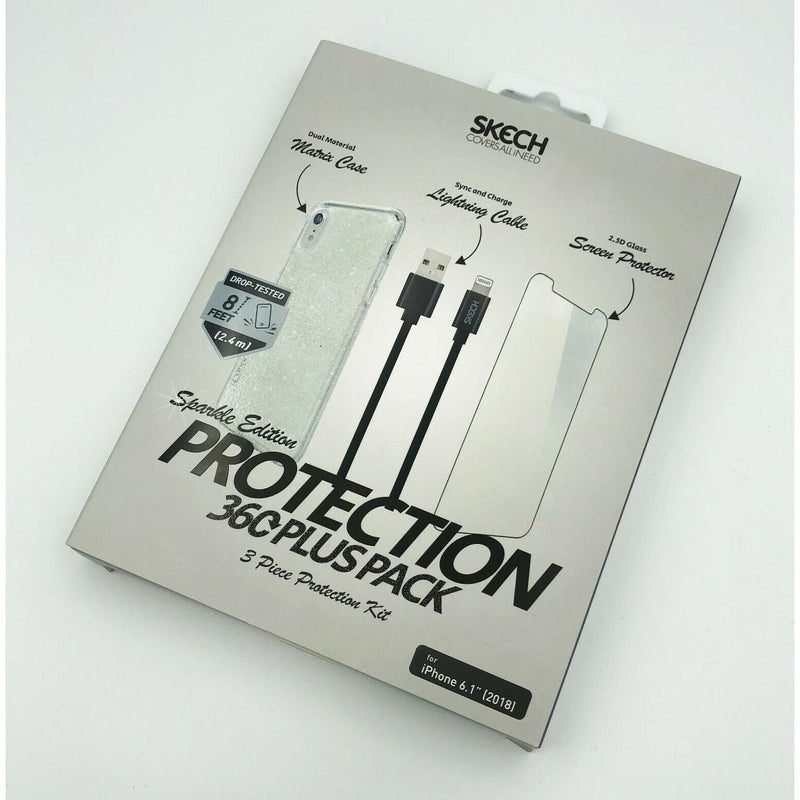 Skech Apple iPhone XR 360 Plus KIT CASE + LIGHTNING CABLE + TEMPERED GLASS My Outlet Store