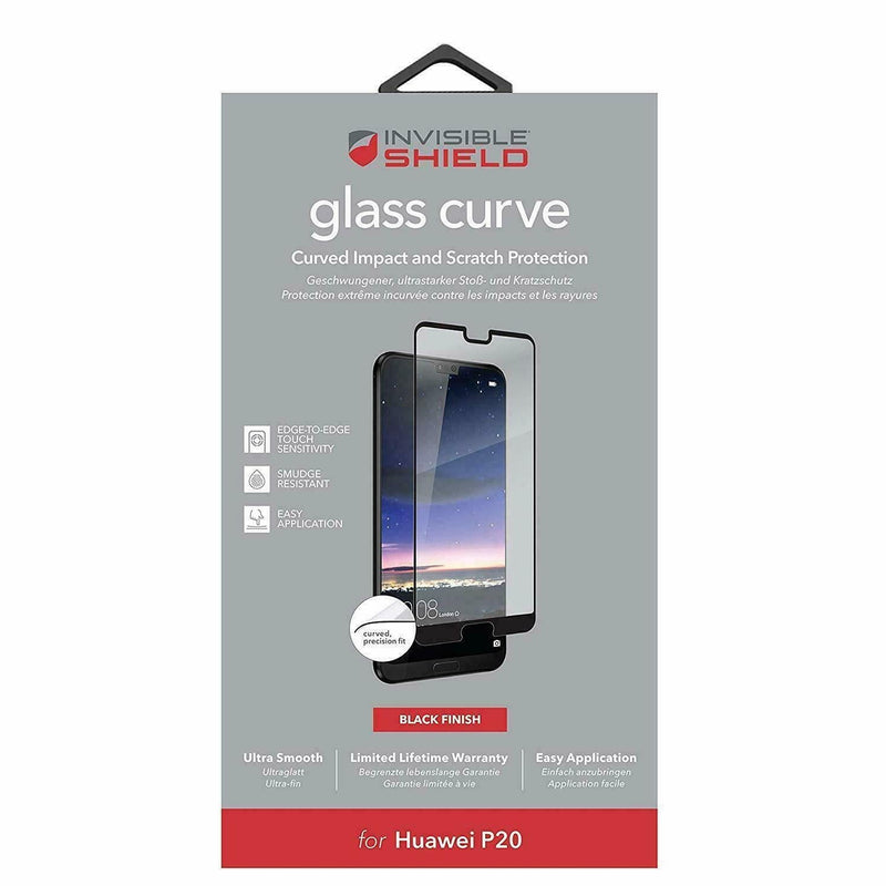 ZAGG Huawei P20 InvisibleShield Glass Curved Screen Protector Black Trim My Outlet Store