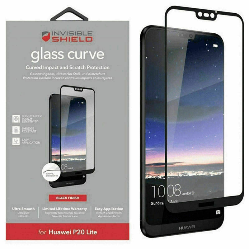 ZAGG Huawei P20 Lite InvisibleShield Glass Curved Screen Protector Black Trim My Outlet Store