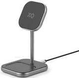 XQISIT 2-in-1 Wireless Charging Stand 20W MagSafe Compatible - Black - MagSafe-compatible smartphone Charger My Outlet Store Ltd.