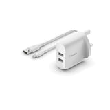 Belkin Boost Charge Dual USB-A Wall Charger 24W + USB-A to Micro-USB Cable (For Smartphones, Tablets, Wireless Headphones, Power Banks, Portable Speakers and more) | WCE002my1MWH My Outlet Store Ltd.