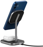 XQISIT 2-in-1 Wireless Charging Stand 20W MagSafe Compatible - Black - MagSafe-compatible smartphone Charger My Outlet Store Ltd.