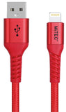 MiTEC MFi Certified 1M USB-A to Lightning, Red Braided Fast Charging Cable - Compatible with iPhone 14 13 12 11 XS XR X Pro Max Mini 8 7 6S 6 Plus 5S SE iPad AirPods My Outlet Store Ltd.