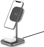XQISIT 2-in-1 Wireless Charging Stand 20W MagSafe Compatible - Black - MagSafe-compatible smartphone Charger My Outlet Store Ltd.