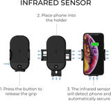 XQISIT Premium Wireless Car Charger 2in1 Qi Holder with Infrared Sensor - Black My Outlet Store