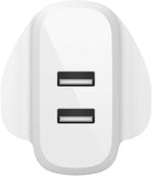 Belkin Dual USB-A Wall Charger 24W Boost Charge for iPhone iPad Samsung White My Outlet Store