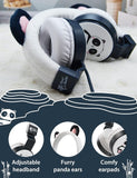 Planet Buddies Kids Headphones Foldable Wired On Ear  Cute Panda - White My Outlet Store