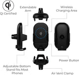 XQISIT Premium Wireless Car Charger 2in1 Qi Holder with Infrared Sensor - Black My Outlet Store