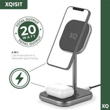 XQISIT Charging Station 2-in-1 Magnetic Charging Station 20W Wireless Charging My Outlet Store