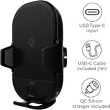 XQISIT Premium Wireless Car Charger 2in1 Qi Holder with Infrared Sensor - Black My Outlet Store