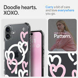 Spigen Ultra Hybrid MagFit Case for iPhone 16, Compatible with MagSafe Accessories - Hearts White Pink My Outlet Store Ltd.