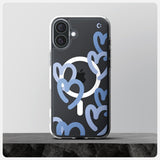 Spigen Ultra Hybrid MagFit Case for iPhone 16, Compatible with MagSafe Accessories - Hearts Denim My Outlet Store Ltd.