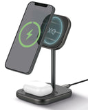 XQISIT Charging Station 2-in-1 Magnetic Charging Station for Wireless Charging, Magsafe Compatible for Many iPhone, Samsung, Google Pixel and Huawei Models, Aluminium, 20 Watt My Outlet Store Ltd.