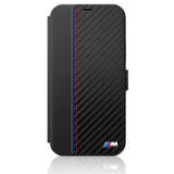 BWM BMW BMFLBKP12SMCARBK Book M Collection PU Carbon Stripe Case for iPhone 12 Mini 5.4 Inches Black/Green My Outlet Store Ltd.