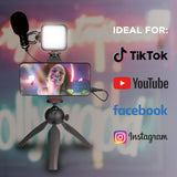 XQISIT Vlogging Kit, Smartphone Tripod Microphone, LED Light, 800 Hr Battery Life, Adjustable Mini Tripod for Social Media Photography, Youtube Video, Streaming and More My Outlet Store Ltd.